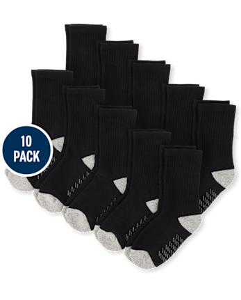 Boys Cushioned Crew Socks 10-Pack