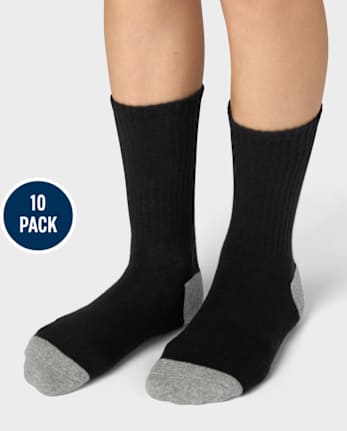 Boys Cushioned Crew Socks 10-Pack
