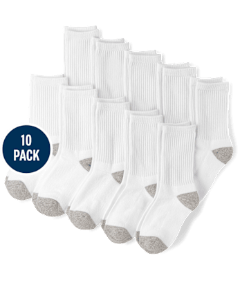 Boys Cushioned Crew Socks 10-Pack