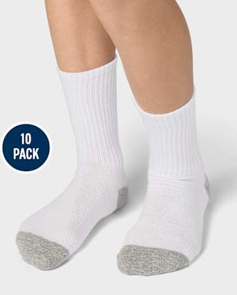 Boys Cushioned Crew Socks 10-Pack