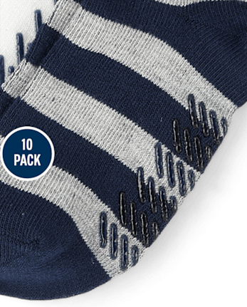 Toddler Boys Striped Ankle Socks 10-Pack