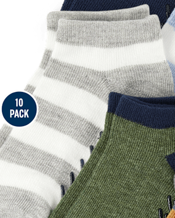 Toddler Boys Striped Ankle Socks 10-Pack