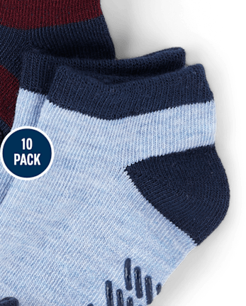 Toddler Boys Striped Ankle Socks 10-Pack