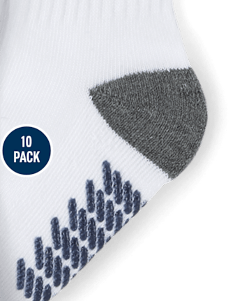 Boys Striped Cushioned Crew Socks 10-Pack