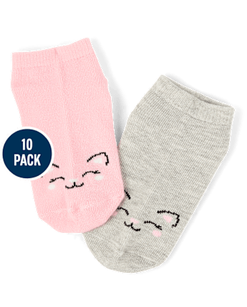 Toddler Girls Cat Ankle Socks 10-Pack