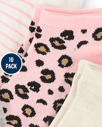 Lot de 10 chaussettes courtes pour petites filles à motifs de chats