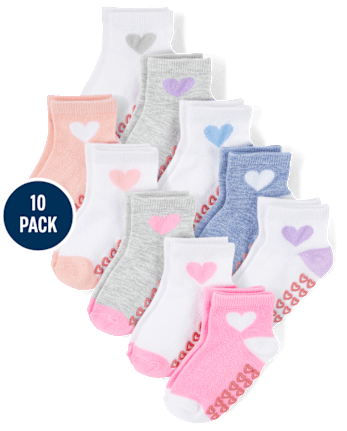 Toddler Girls Heart Midi Socks 10-Pack