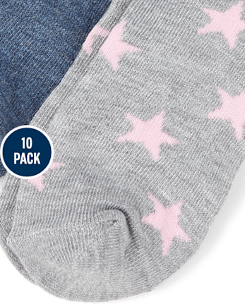 Lot de 10 paires de chaussettes courtes à étoiles pour filles