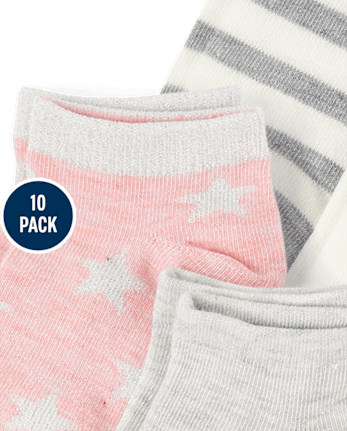 Lot de 10 paires de chaussettes courtes à étoiles pour filles