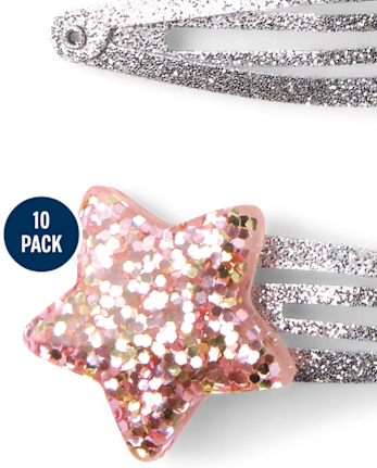 Girls Glitter Heart Hair Clip 10-Pack