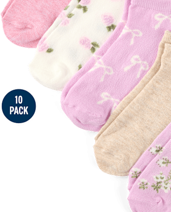 Girls Floral Ankle Socks 10-Pack
