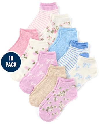 Girls Floral Ankle Socks 10-Pack
