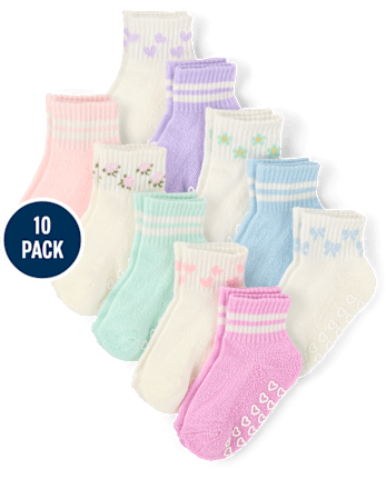 Toddler Girls Striped Icon Cushioned Midi Socks 10-Pack