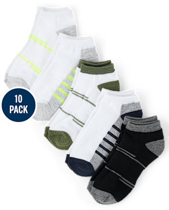 Boys Colorblock Cushioned Ankle Socks 10-Pack