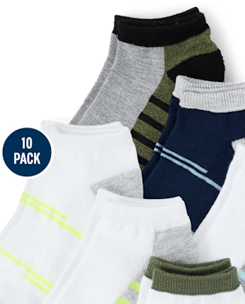 Boys Colorblock Cushioned Ankle Socks 10-Pack