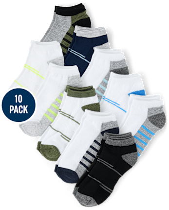Boys Colorblock Cushioned Ankle Socks 10-Pack