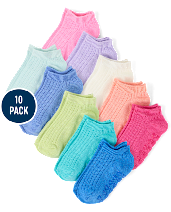 Girls Rainbow Ankle Socks 10-Pack