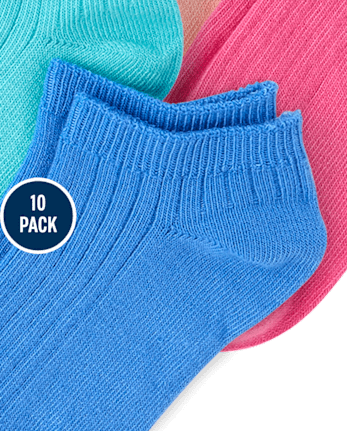 Girls Rainbow Ankle Socks 10-Pack