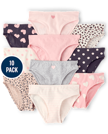 Girls Leopard Bikini Underwear 10-Pack