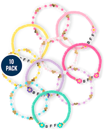 Girls Besties Beaded Bracelet 10-Pack