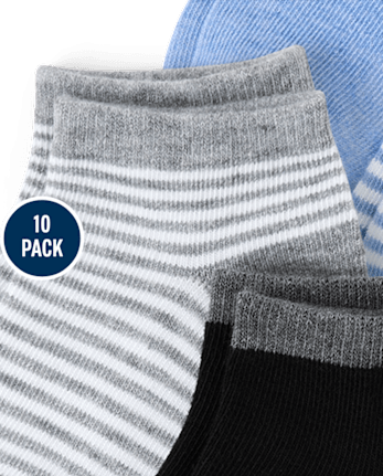 Toddler Boys Striped Ankle Socks 10-Pack