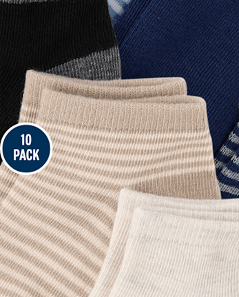 Toddler Boys Striped Ankle Socks 10-Pack