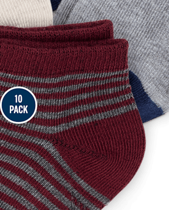 Toddler Boys Striped Ankle Socks 10-Pack