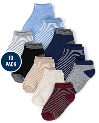 Toddler Boys Striped Ankle Socks 10-Pack