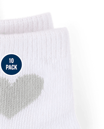 Toddler Girls Heart Midi Socks 10-Pack