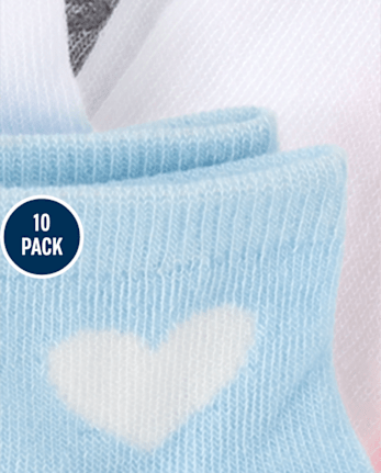 Toddler Girls Heart Midi Socks 10-Pack