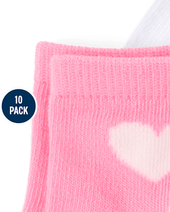Toddler Girls Heart Midi Socks 10-Pack