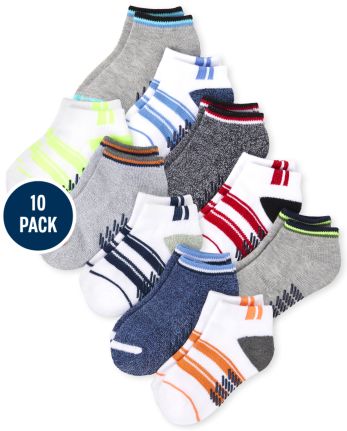 Toddler Boys Cushioned Ankle Socks 10-Pack