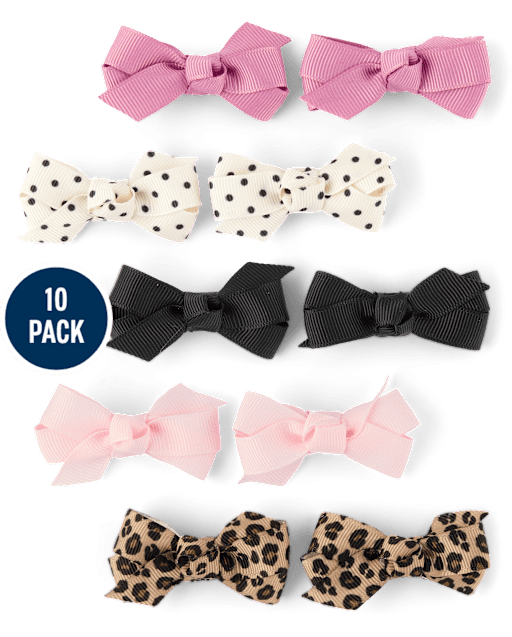 Girls Bow Hair Clip 10-Pack - The Leopard Edit - lbl_product_image_view_1
