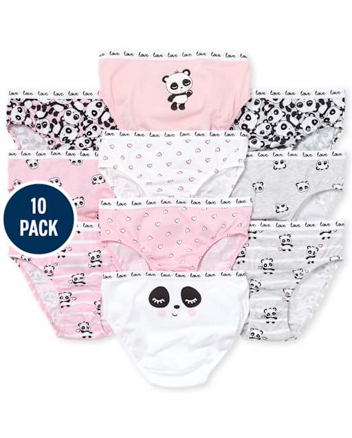 Girls Panda Underwear 10-Pack
