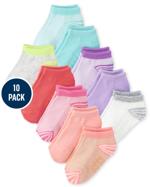 Calcetines tobilleros para niñas pequeñas, paquete de 10