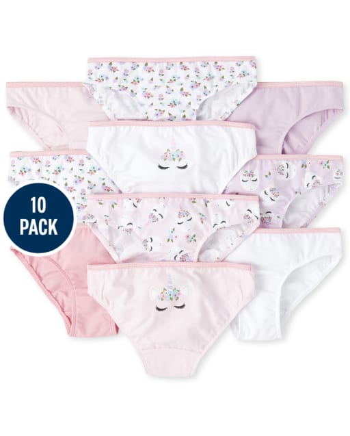 Ropa interior de bikini de unicornio para niñas, paquete de 10