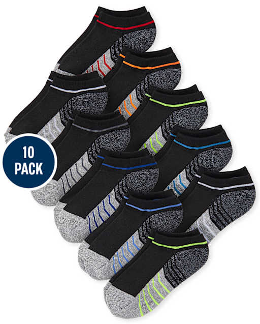 Boys Colorblock Cushioned Ankle Socks 10-Pack