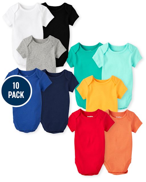 Lot de 10 bodys unisexes pour bébé