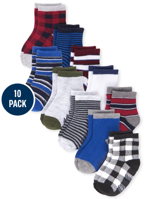 Paquete de 10 calcetines midi a rayas para niños pequeños