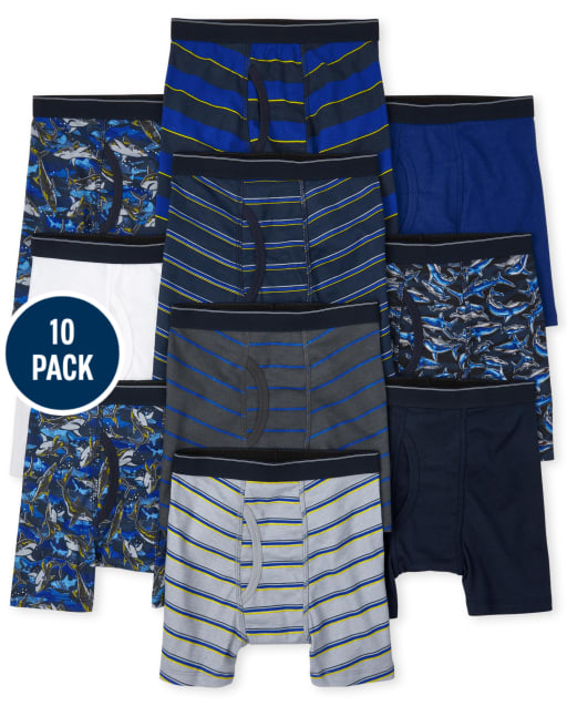 Boys Shark Boxer Brief Underwear 10-Pack