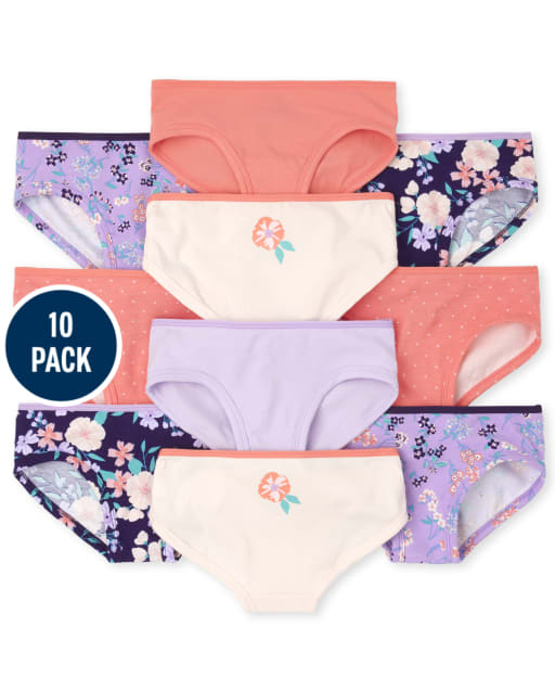 Girls Floral Hipster Underwear 10-Pack