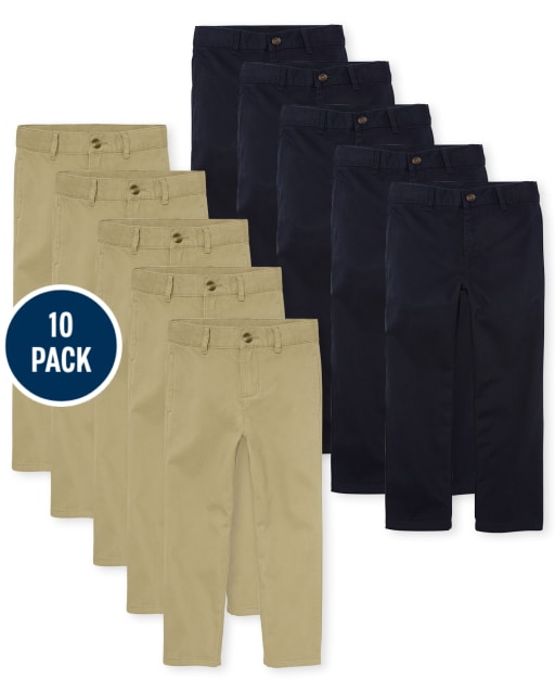 Boys Uniform Stretch Chino Pants 10-Pack