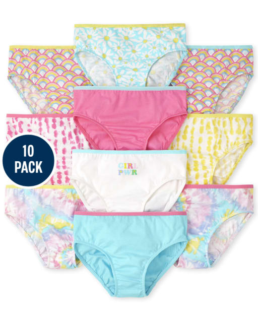 Girls Rainbow Briefs 10-Pack