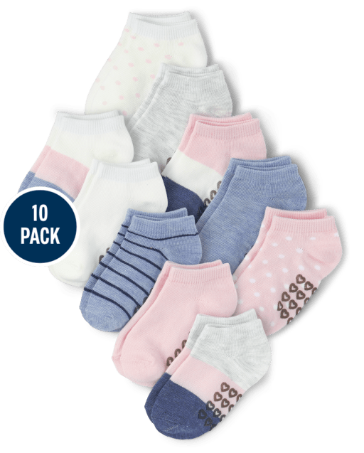 Baby And Toddler Girls Colorblock Ankle Socks 10-Pack