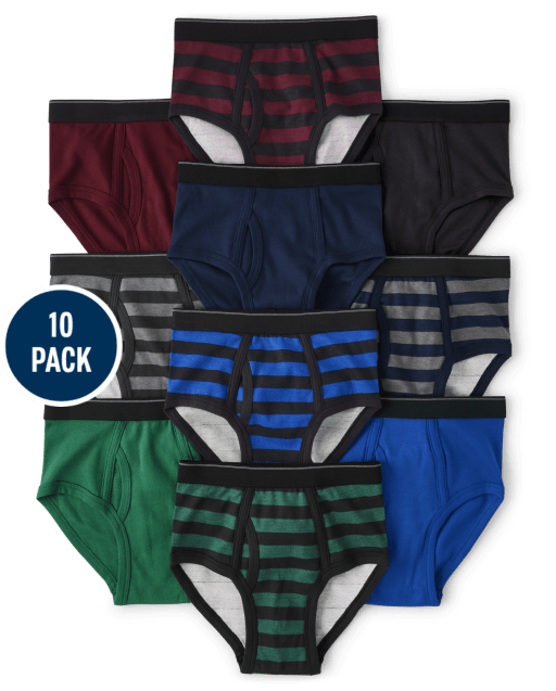 Boys Striped Brief Underwear 10-Pack