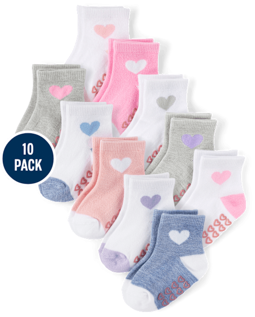 Baby And Toddler Girls Heart Midi Socks 10-Pack