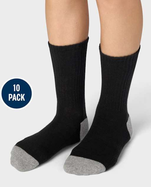 Boys Cushioned Crew Socks 10-Pack