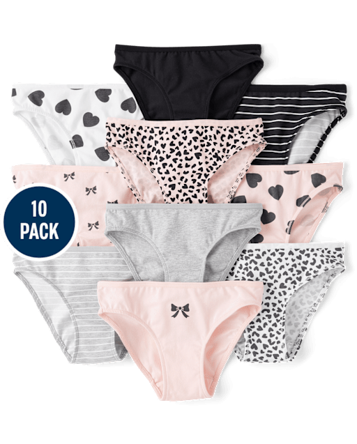 Girls Leopard Bikini Underwear 10-Pack
