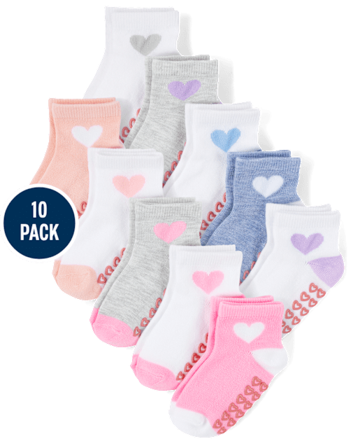 Toddler Girls Heart Midi Socks 10-Pack