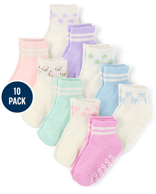 Toddler Girls Striped Icon Cushioned Midi Socks 10-Pack